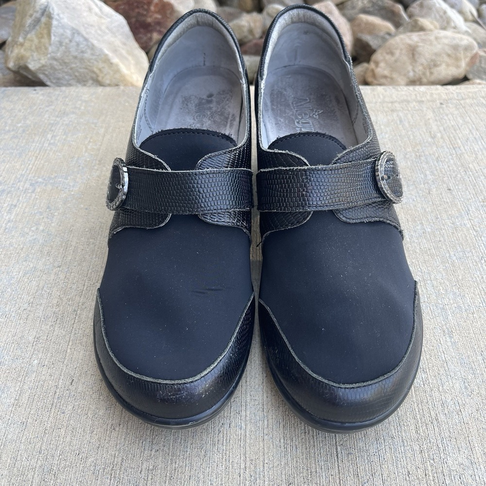 Alegria Womens Comfort Holli Spiffy Black Shoes 39 US 9 Buckle Closed Toe
